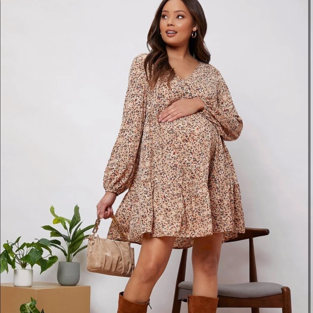 NEW SHEIN maternity floral hem dress
